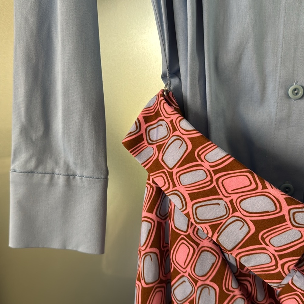 Alexis Light Blue Dress Shirt with Patterned Skirt - Picture 14 of 14